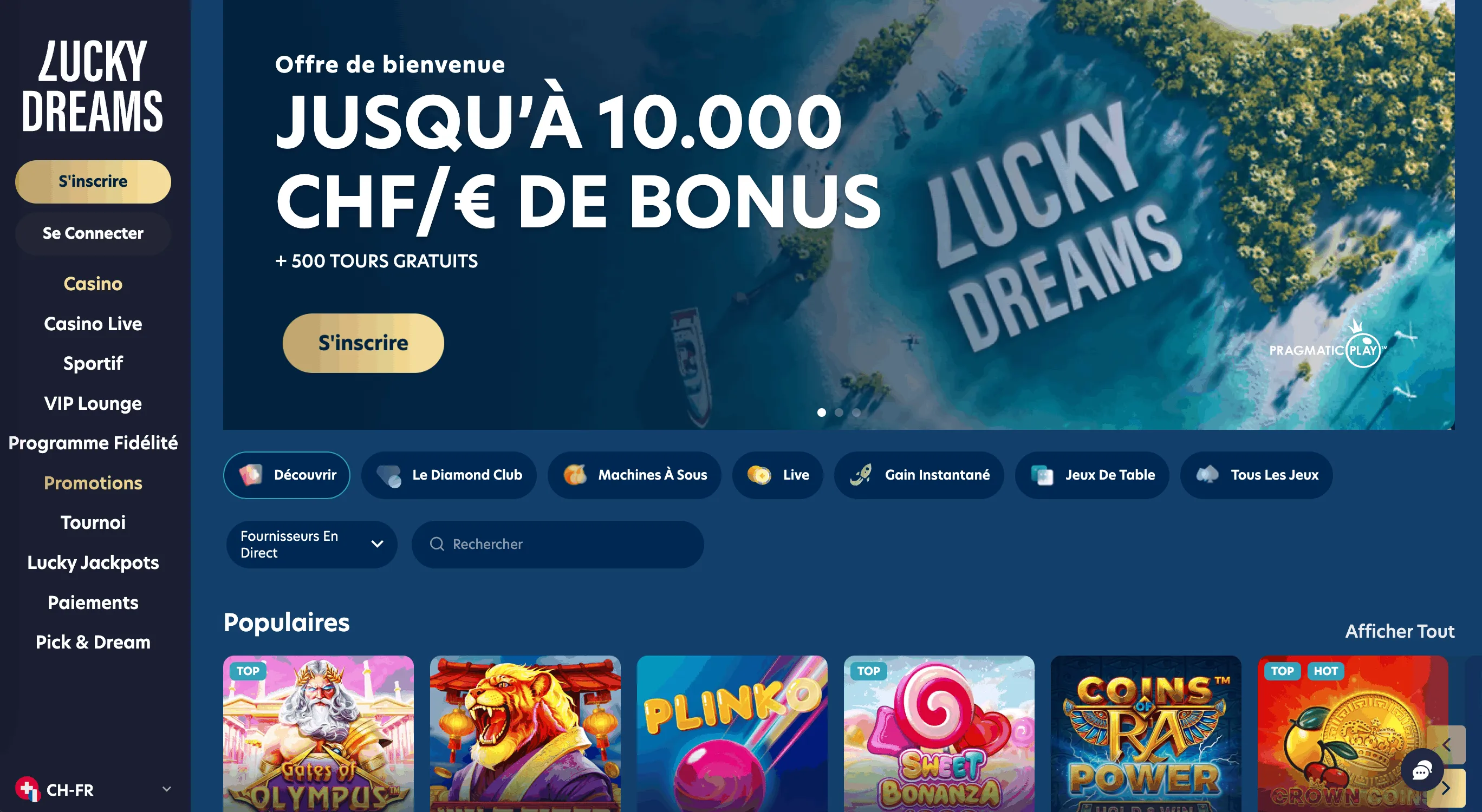 Lucky Dreams Casino Page Accueil